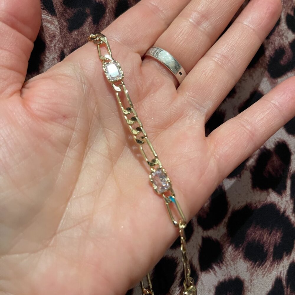 NWOT Chunky Thick Chain Clasp Necklace with stones - Picture 4 of 7